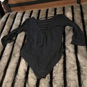 #155 “Forever21” Black Long Sleeve Bodysuit